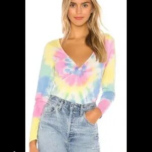 Chaser Multicolor Tie-Dye Ballet Wrap Top